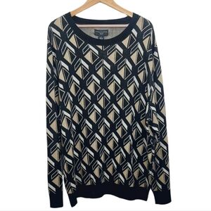 Shaquille O'Neal Men's Size 3XL Sweater Long Sleeve Black Cream White Crewneck